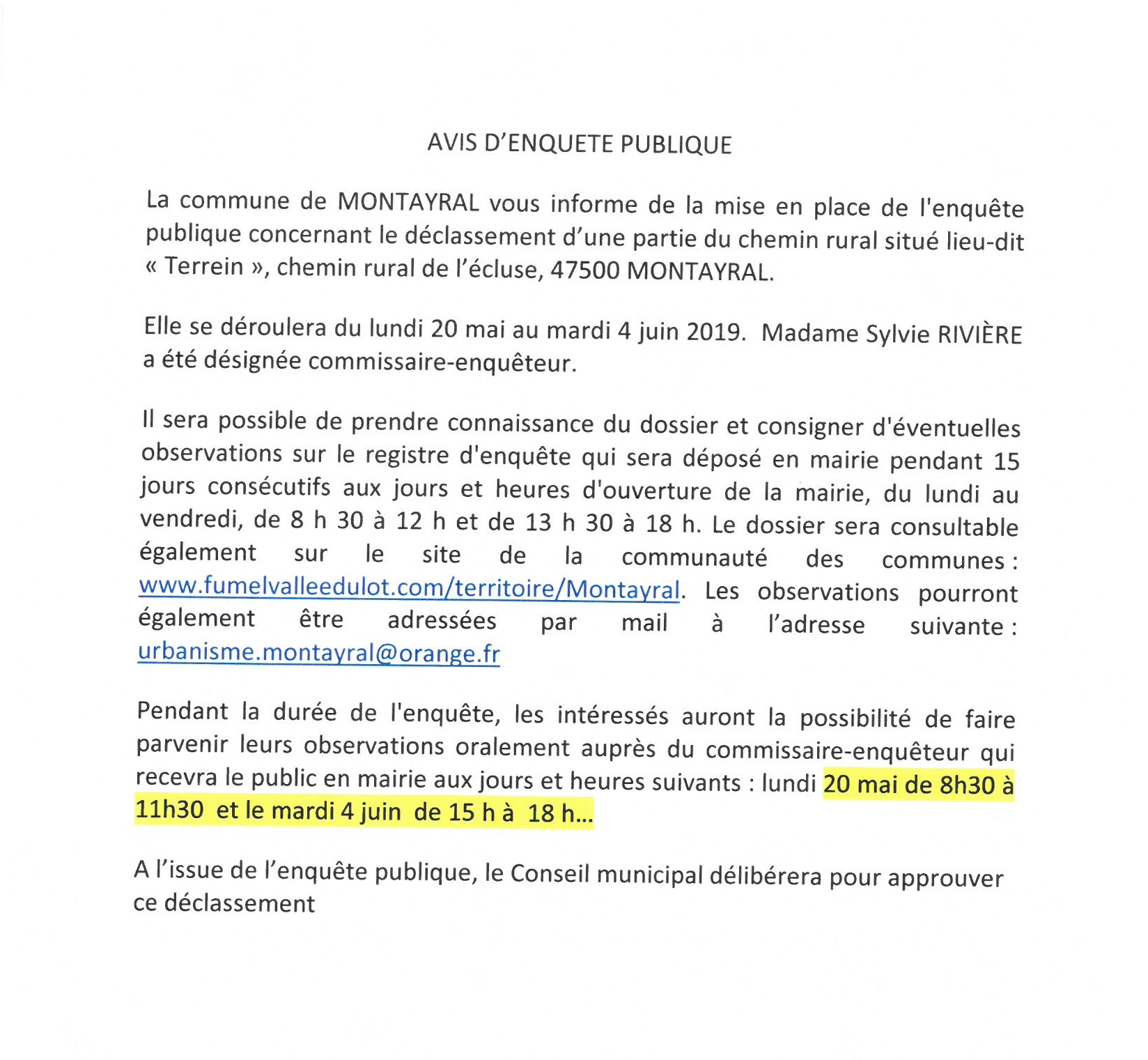 avis d’enquête publique